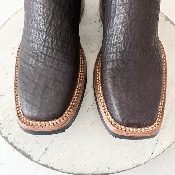 NEW Rod Patrick Mens Cowboy Boots 6.5 B Brown Shark Leather Western Square Toe - Picture 6 of 12